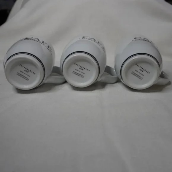 Pottery Barn Cafe Est 1986 *** Set of 2 Cups *** White with Black Design - Picture 4 of 9